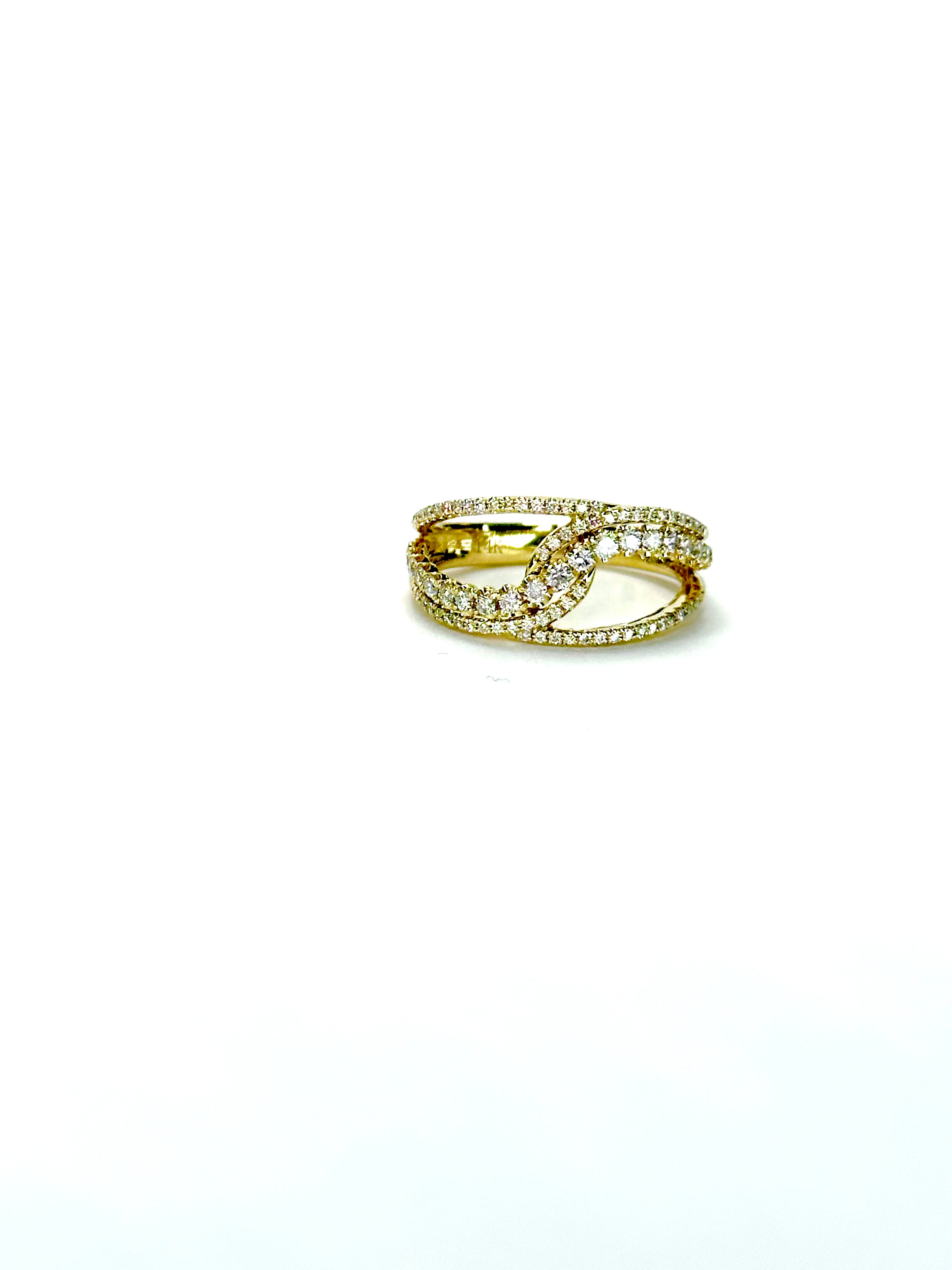 Angie 14K Gold Diamond Conjoined Combined Interlock Wide Ring Fancy ...